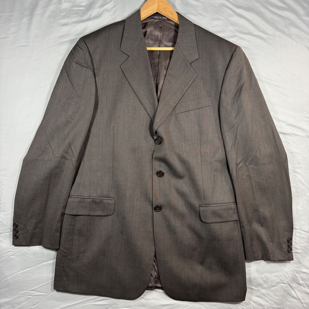 Fendi Blazer Jacket Mens 54L Made in Italy Brown Textured Sport Coat Wool
